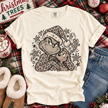 Vintage Green Guy and Dog Distressed Leopard DTF Transfer DTF Heat Press Transfer from Sweet Tee Transfers