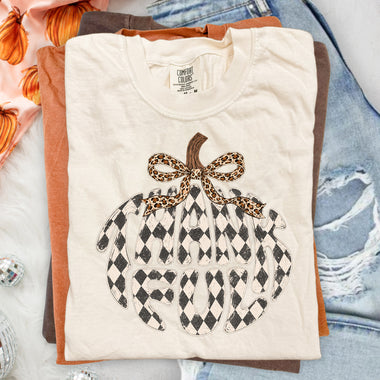 Thankful Checkered Fall Pumpkin DTF Transfer DTF Heat Press Transfer from Sweet Tee Transfers