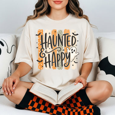 Haunted and Happy DTF Transfer DTF Heat Press Transfer from Sweet Tee Transfers