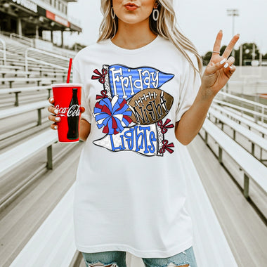 Friday Night Lights Carolina Blue Red and White DTF Transfer DTF Heat Press Transfer from Sweet Tee Transfers
