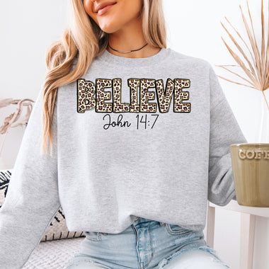 Believe Leopard John 14:7 DTF Transfer DTF Heat Press Transfer from Sweet Tee Transfers
