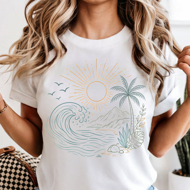 Sunrise Wave Lineart DTF Transfer DTF Heat Press Transfer from Sweet Tee Transfers