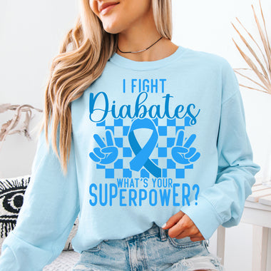 Diabetes Warrior Superpower Awareness Ribbon DTF Transfer DTF Heat Press Transfer from Sweet Tee Transfers