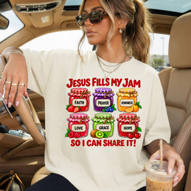 Jesus Fills My Jam So I Can Share It DTF Transfer DTF Heat Press Transfer from Sweet Tee Transfers