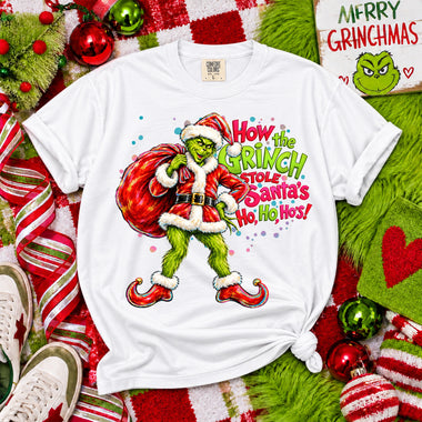 How the Grinch Stole Santa's Ho Ho Hos DTF Transfer DTF Heat Press Transfer from Sweet Tee Transfers