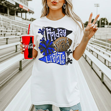 Friday Night Lights Black and Royal Pennant DTF Transfer DTF Heat Press Transfer from Sweet Tee Transfers