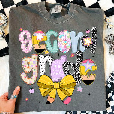 Back to School Pencil Bow Second Grade DTF Transfer DTF Heat Press Transfer from Sweet Tee Transfers
