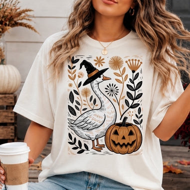 Fall Witch Goose with Pumpkin DTF Transfer DTF Heat Press Transfer from Sweet Tee Transfers