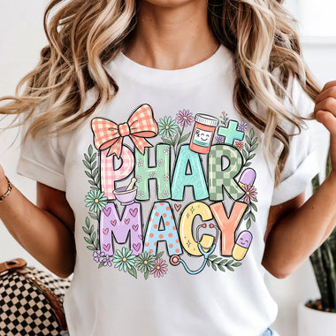 Pharmacy Spring with Bow DTF Transfer DTF Heat Press Transfer from Sweet Tee Transfers