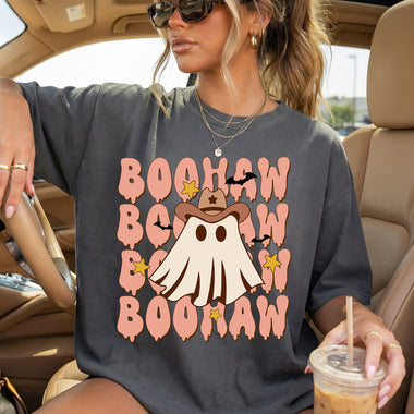 Boohaw Western Ghost Halloween DTF Transfer DTF Heat Press Transfer from Sweet Tee Transfers