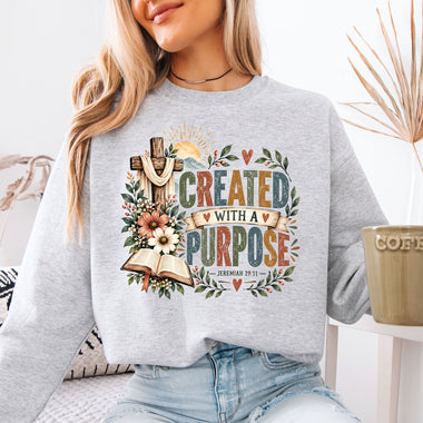 Created with a Purpose Jeremiah 29:11 Floral Cross DTF Transfer DTF Heat Press Transfer from Sweet Tee Transfers