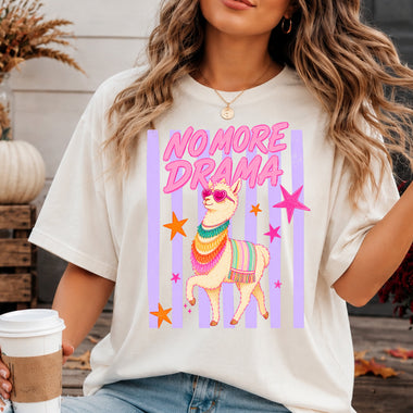 Preppy No More Drama Llama DTF Transfer DTF Heat Press Transfer from Sweet Tee Transfers