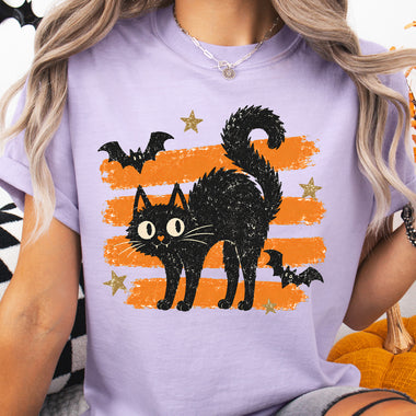 Retro Brushstroke Black Cat DTF Transfer DTF Heat Press Transfer from Sweet Tee Transfers