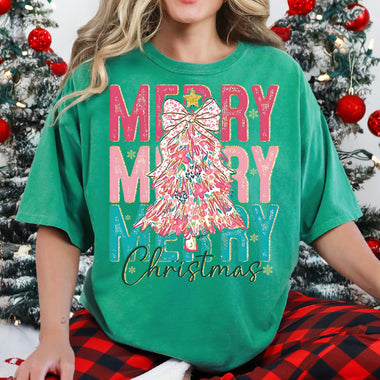 Merry Christmas Floral Tree DTF Transfer DTF Heat Press Transfer from Sweet Tee Transfers
