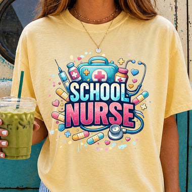 School Nurse with Bag DTF Transfer DTF Heat Press Transfer from Sweet Tee Transfers
