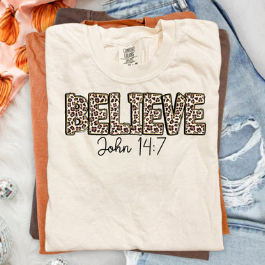 Believe Leopard John 14:7 DTF Transfer DTF Heat Press Transfer from Sweet Tee Transfers