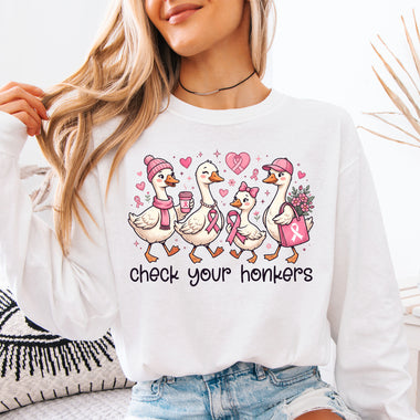 Check Your Honkers Breast Cancer Awareness DTF Transfer DTF Heat Press Transfer from Sweet Tee Transfers
