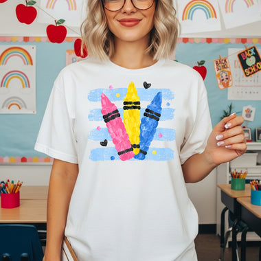 Preppy Fingerpaint Crayons DTF Transfer DTF Heat Press Transfer from Sweet Tee Transfers