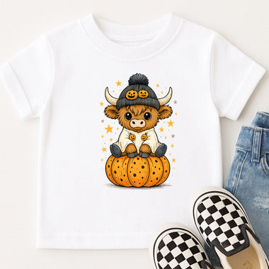 Halloween Highland Cow on Pumpkin DTF Transfer DTF Heat Press Transfer from Sweet Tee Transfers