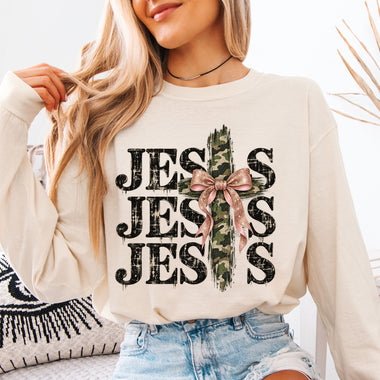 Jesus Camo Cross DTF Transfer DTF Heat Press Transfer from Sweet Tee Transfers