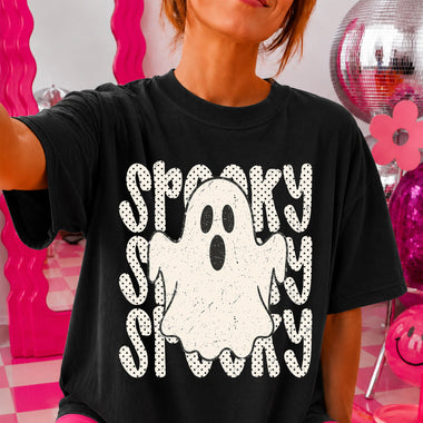 Spooky Polkadot Ghost White DTF Transfer DTF Heat Press Transfer from Sweet Tee Transfers
