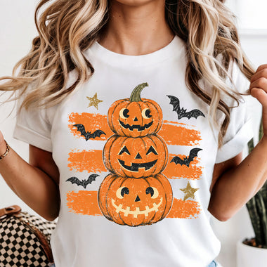 Retro Brushstroke Pumpkin Stack DTF Transfer DTF Heat Press Transfer from Sweet Tee Transfers