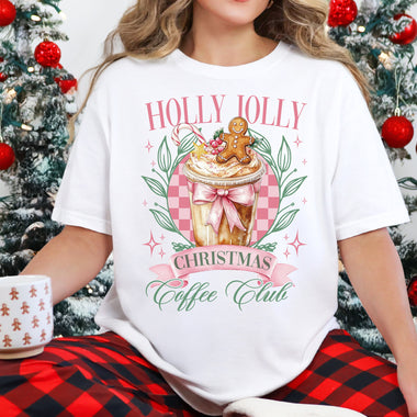 Holly Jolly Christmas Coffee Club DTF Transfer DTF Heat Press Transfer from Sweet Tee Transfers