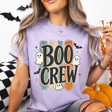 Boo Crew Striped with Ghost DTF Transfer DTF Heat Press Transfer from Sweet Tee Transfers