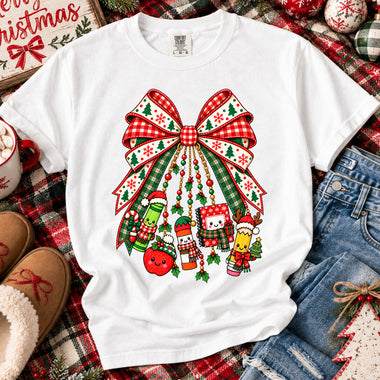 Teacher Christmas Charm Bow DTF Transfer DTF Heat Press Transfer from Sweet Tee Transfers