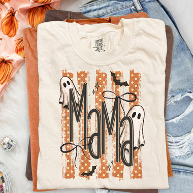 Halloween Ghost MAMA Striped DTF Transfer DTF Heat Press Transfer from Sweet Tee Transfers