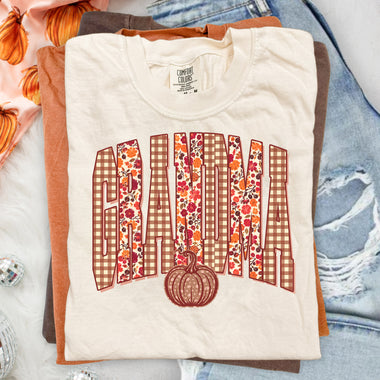 Fall Checkered Grandma DTF Transfer DTF Heat Press Transfer from Sweet Tee Transfers