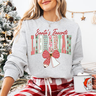 Coquette Santa's Favorite Librarian DTF Transfer DTF Heat Press Transfer from Sweet Tee Transfers