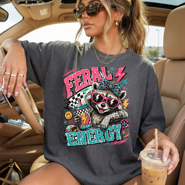 Feral Energy Raccoon DTF Transfer DTF Heat Press Transfer from Sweet Tee Transfers