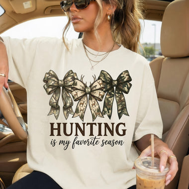 Hunting Is My Favorite Season Bows DTF Transfer DTF Heat Press Transfer from Sweet Tee Transfers