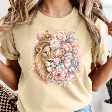 Lion Head with Flowers DTF Transfer DTF Heat Press Transfer from Sweet Tee Transfers