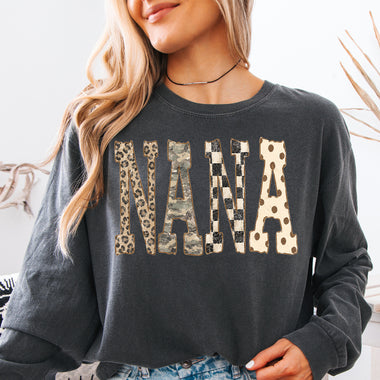 NANA Camo Leopard Checkered DTF Transfer DTF Heat Press Transfer from Sweet Tee Transfers