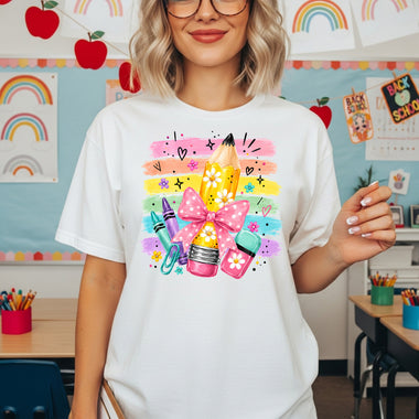 Back to School Brushstroke Pencil DTF Transfer DTF Heat Press Transfer from Sweet Tee Transfers