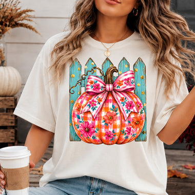 Floral Pumpkin on Gate DTF Transfer DTF Heat Press Transfer from Sweet Tee Transfers