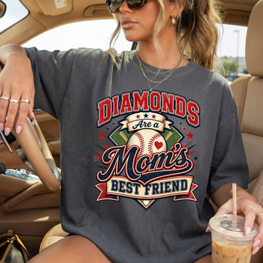 Diamonds Are a Mom's Best Friend Baseball DTF Transfer DTF Heat Press Transfer from Sweet Tee Transfers