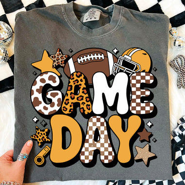 Game Day Checkered Football DTF Transfer DTF Heat Press Transfer from Sweet Tee Transfers