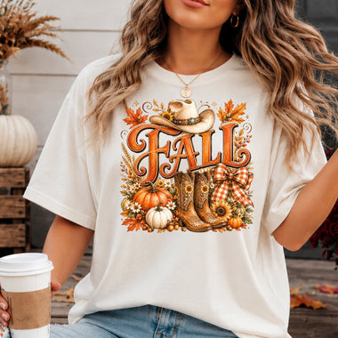 Fall with Hat and Boots DTF Transfer DTF Heat Press Transfer from Sweet Tee Transfers