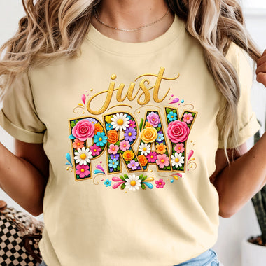 Just Pray Floral DTF Transfer DTF Heat Press Transfer from Sweet Tee Transfers