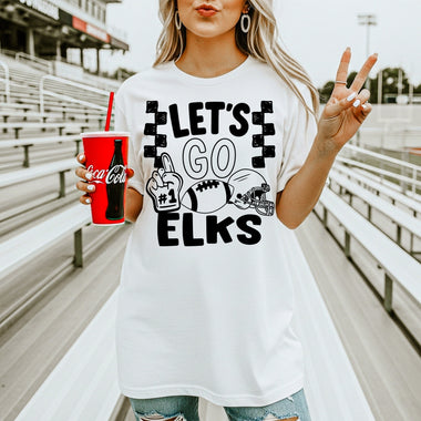 Let's Go Elks School Mascot DTF Transfer DTF Heat Press Transfer from Sweet Tee Transfers