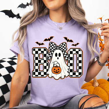 Boo Halloween Girl Ghost Bow Bats Pumpkin DTF Transfer DTF Heat Press Transfer from Sweet Tee Transfers