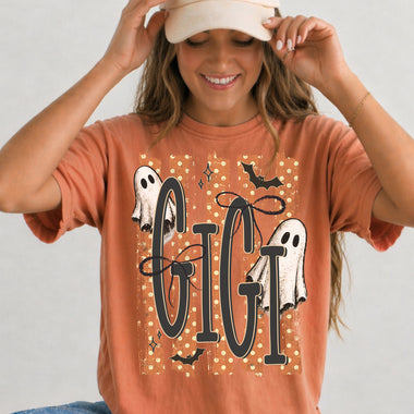 Halloween Ghost GiGi Striped DTF Transfer DTF Heat Press Transfer from Sweet Tee Transfers