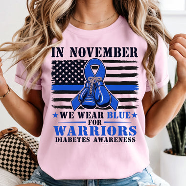 In November We Wear Blue Diabetes Awareness DTF Transfer DTF Heat Press Transfer from Sweet Tee Transfers