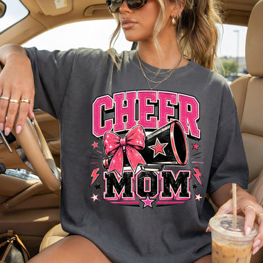 Cheer Mom Pink Bow DTF Transfer DTF Heat Press Transfer from Sweet Tee Transfers