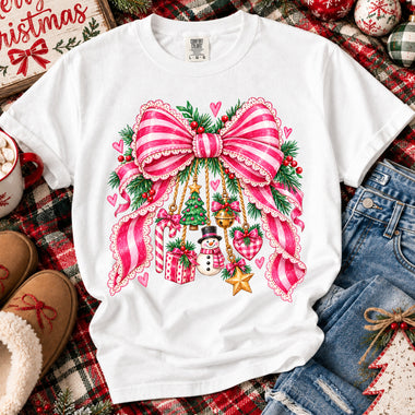 Striped Christmas Bow Charms DTF Transfer DTF Heat Press Transfer from Sweet Tee Transfers