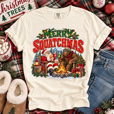 Merry Squatchmas Christmas Bigfoot DTF Transfer DTF Heat Press Transfer from Sweet Tee Transfers