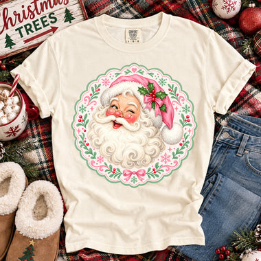 Santa Pink DTF Transfer DTF Heat Press Transfer from Sweet Tee Transfers